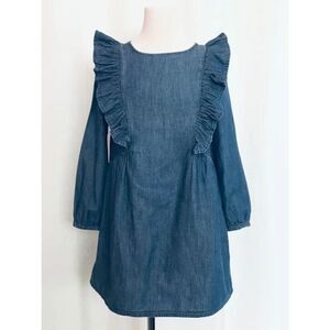 Harper Canyon Girls 5 Chambray Dress Long Sleeve with Ruffles